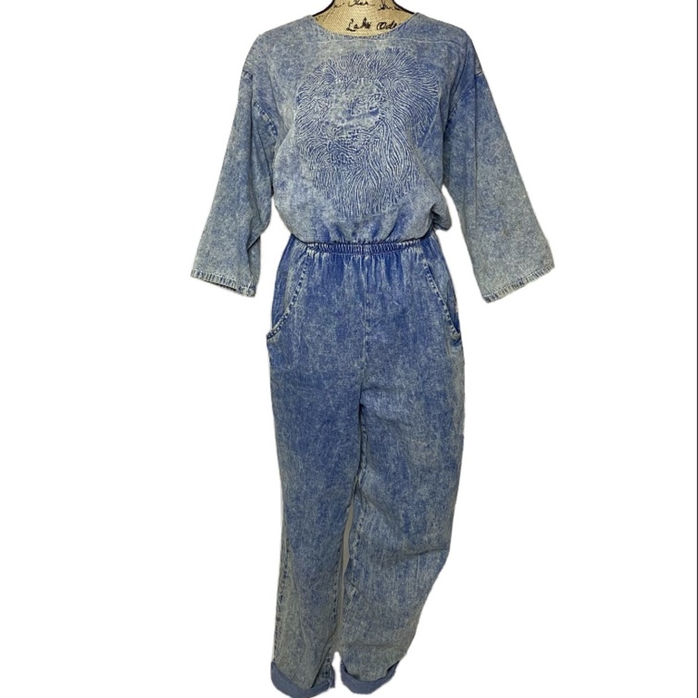 I. Magnin Vintage Acid Wash Denim Jumpsuit